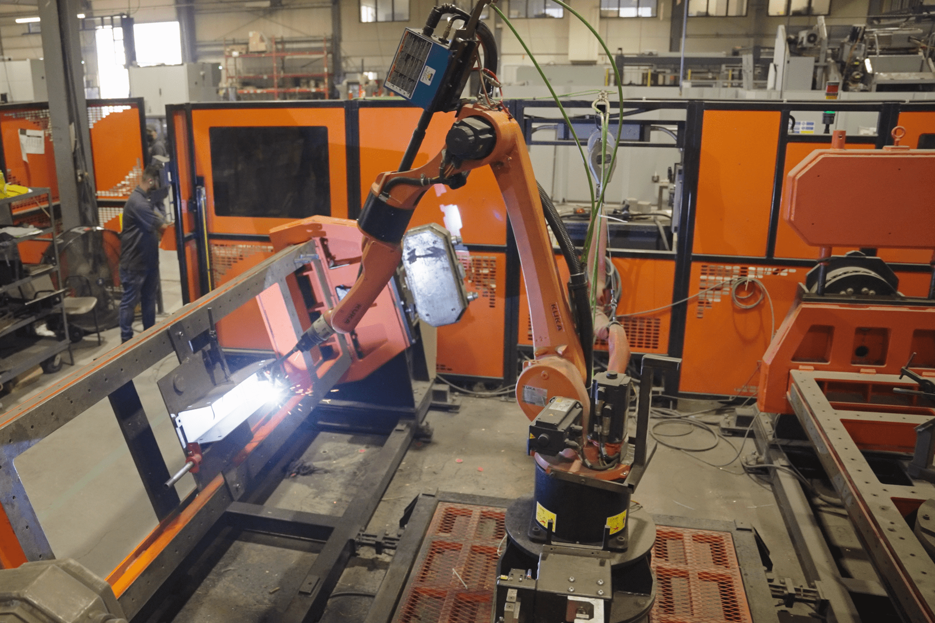 Part going through robotic welding at Malach Part going through robotic welding at Malach